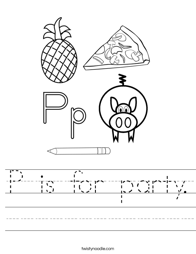 P is for party. Worksheet