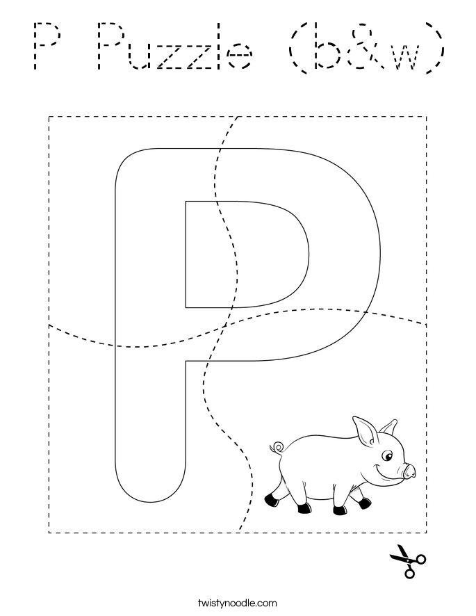 P Puzzle (b&w) Coloring Page