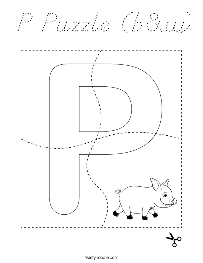 P Puzzle (b&w) Coloring Page