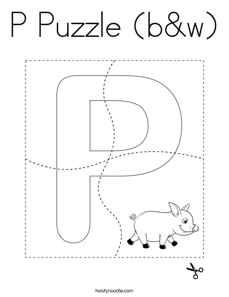 P Puzzle (b&w) Coloring Page