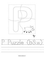 P Puzzle (b&w) Handwriting Sheet