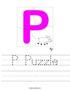 P Puzzle Handwriting Sheet