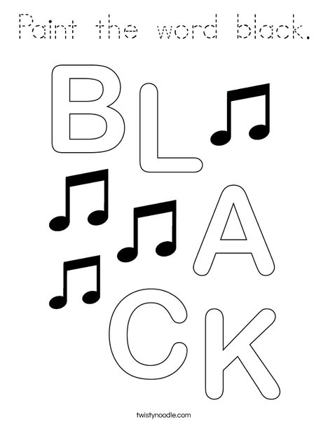 Paint the word black. Coloring Page