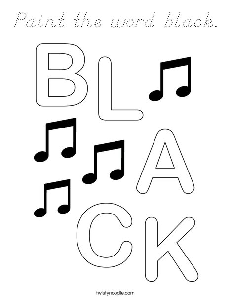 Paint the word black. Coloring Page