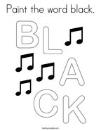 Paint the word black Coloring Page