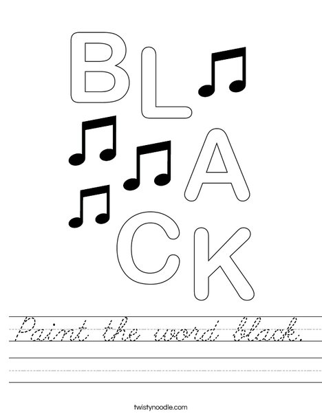 Paint the word black. Worksheet