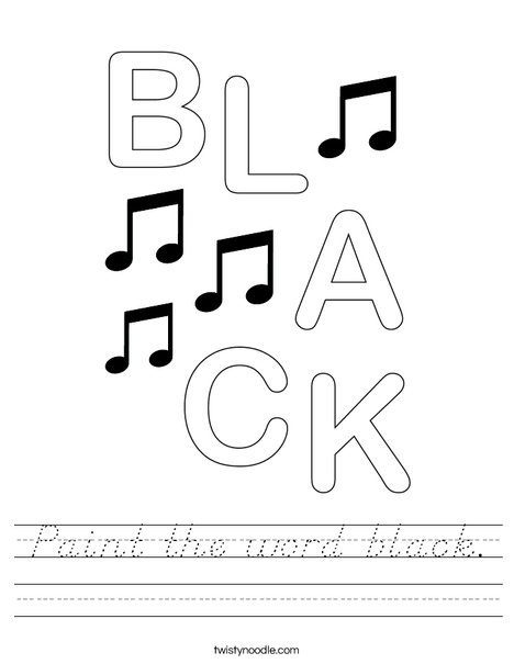 Paint the word black. Worksheet