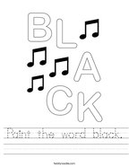 Paint the word black Handwriting Sheet