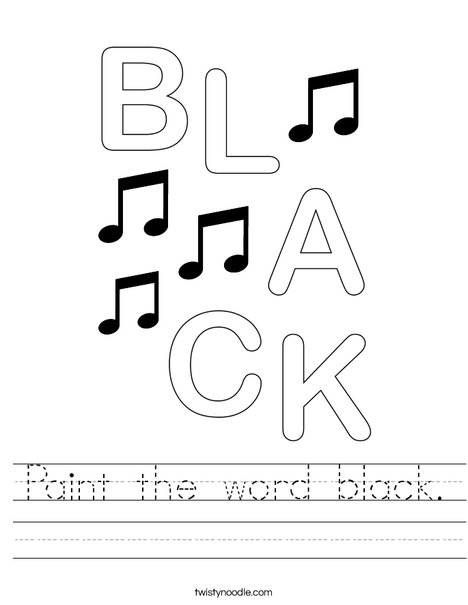 Paint the word black. Worksheet