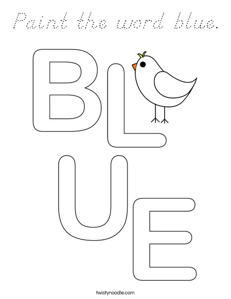 Paint the word blue. Coloring Page