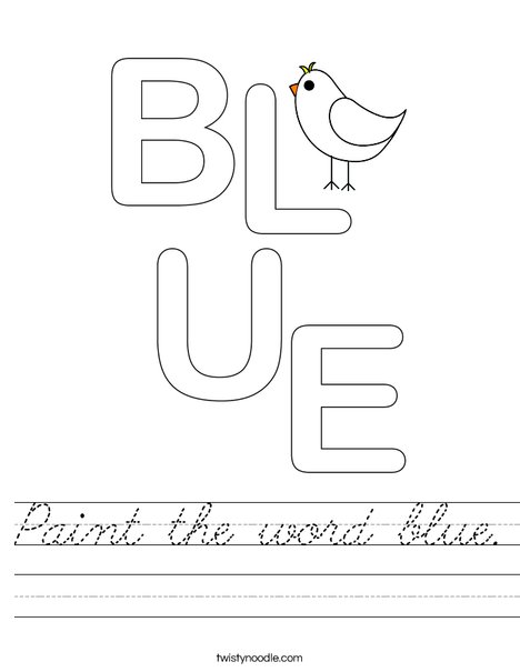 Paint the word blue. Worksheet