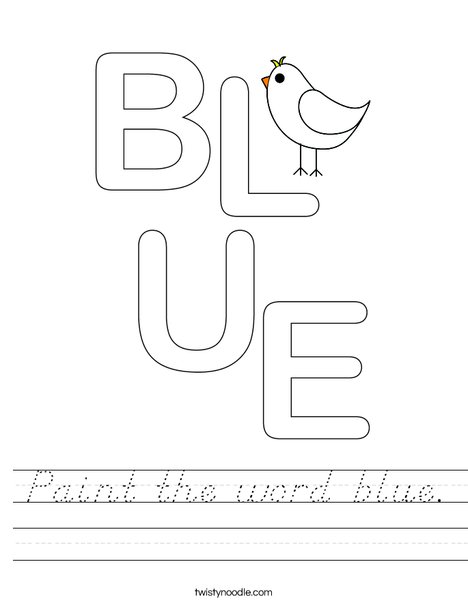 Paint the word blue. Worksheet