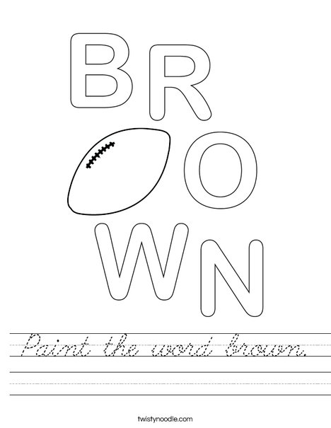 Paint the word brown. Worksheet