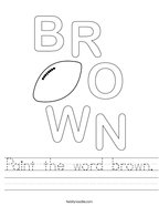 Paint the word brown Handwriting Sheet