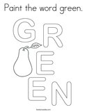Paint the word green Coloring Page