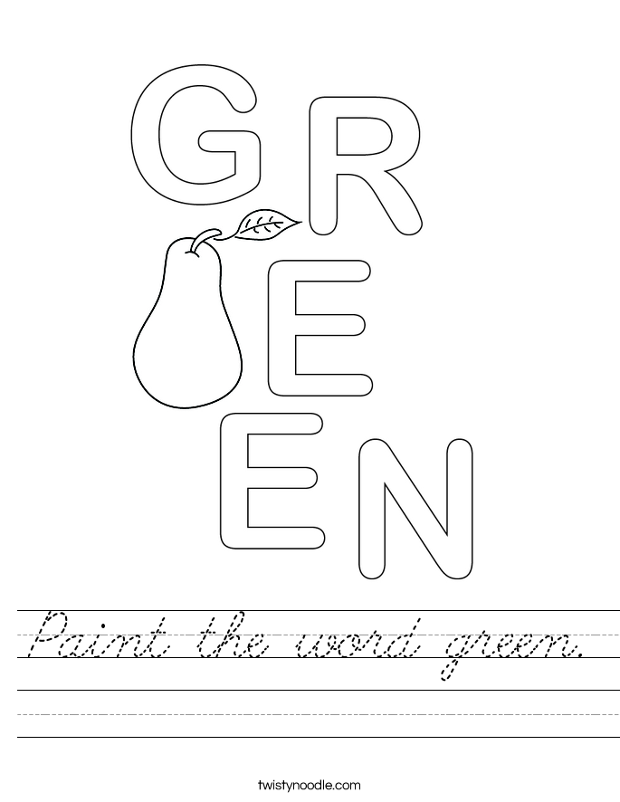 Paint the word green. Worksheet