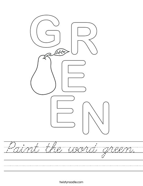 Paint the word green. Worksheet