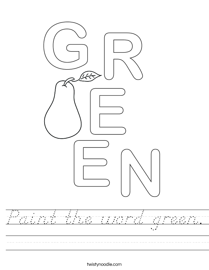 Paint the word green. Worksheet