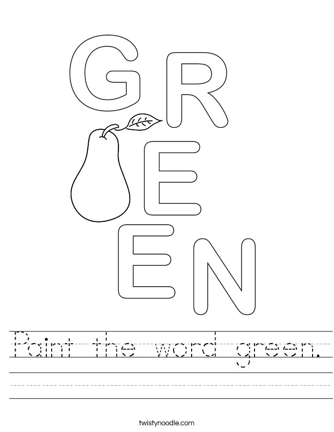 Paint the word green. Worksheet