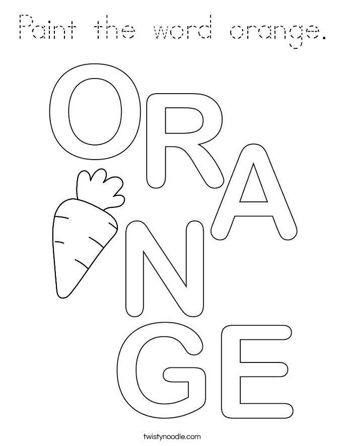 Paint the word orange. Coloring Page