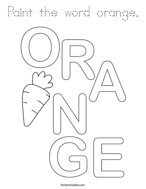 Paint the word orange. Coloring Page