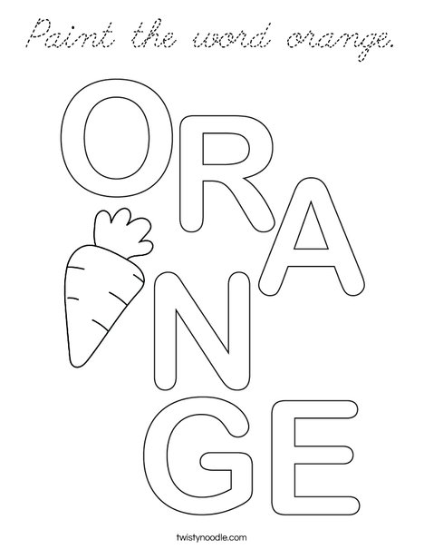 Paint the word orange. Coloring Page