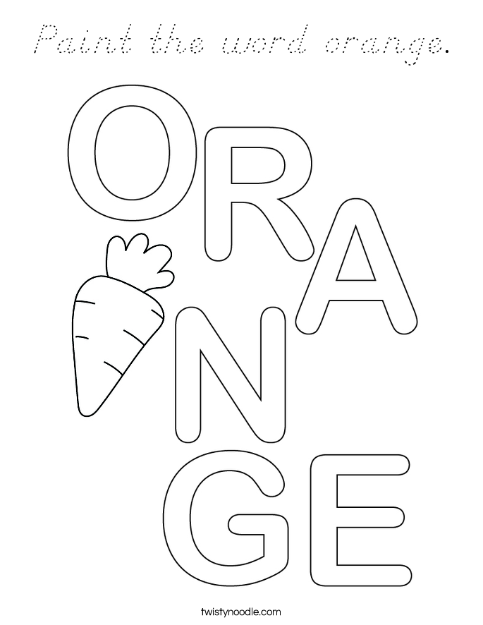 Paint the word orange. Coloring Page