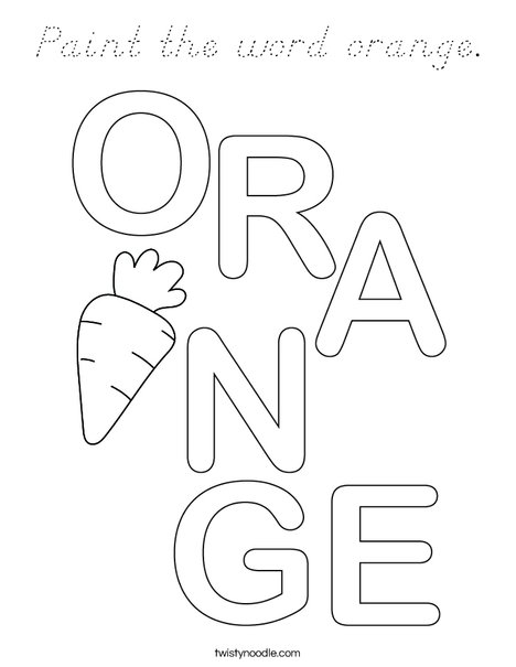 Paint the word orange. Coloring Page