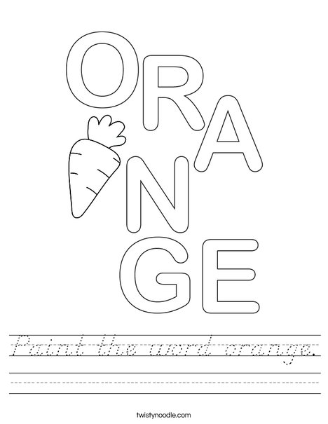 Paint the word orange. Worksheet