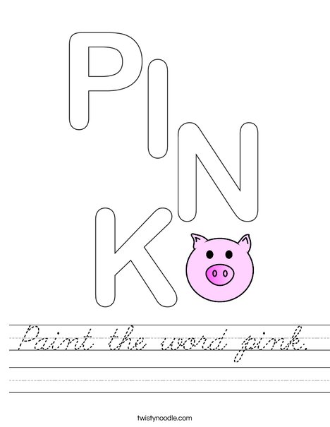 Paint the word pink. Worksheet