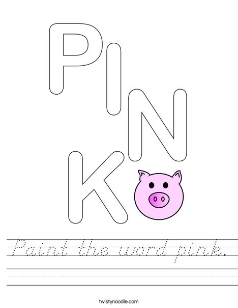Paint the word pink. Worksheet