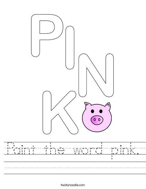Paint the word pink. Worksheet