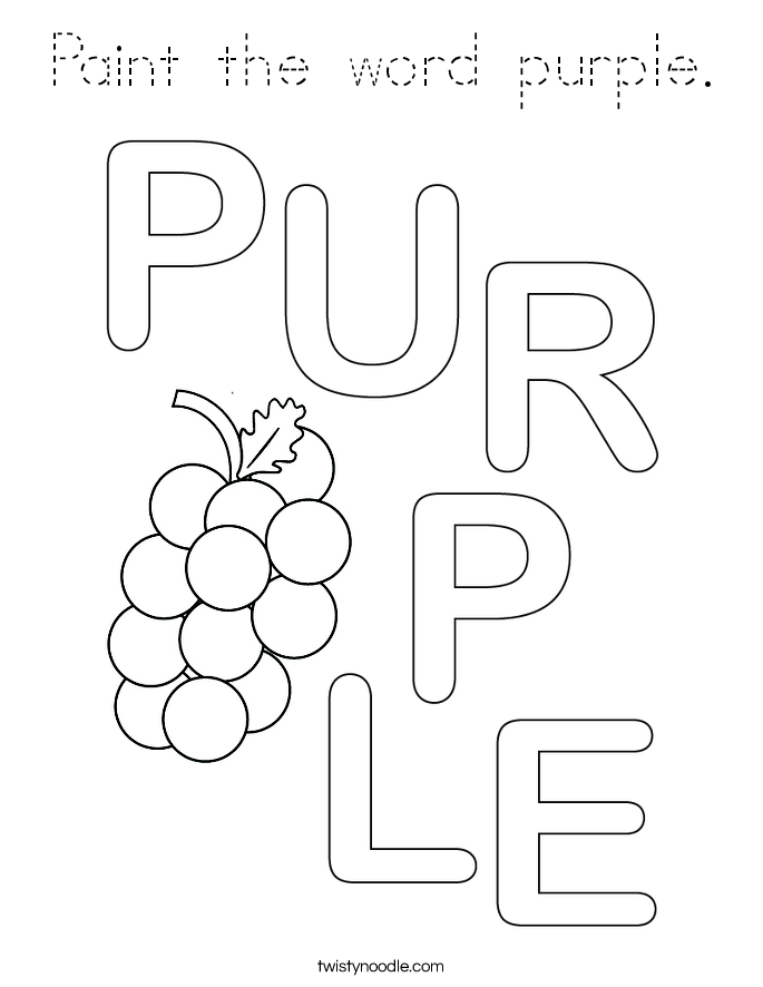 Paint the word purple. Coloring Page