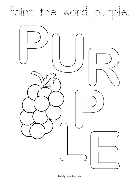 Paint the word purple. Coloring Page
