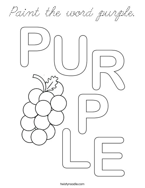 Paint the word purple. Coloring Page
