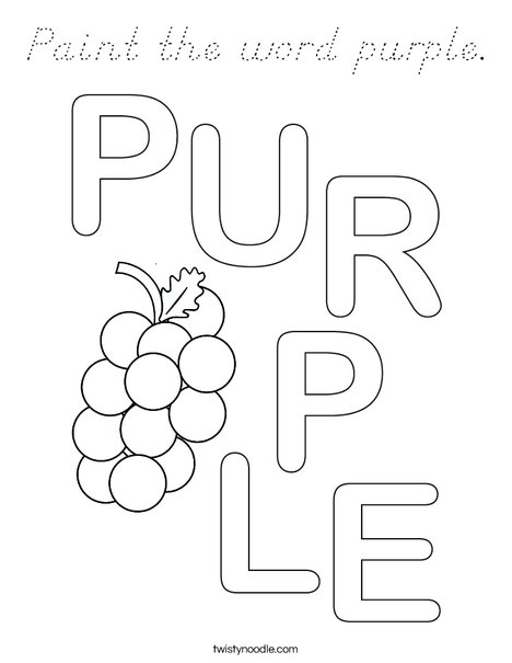Paint the word purple. Coloring Page