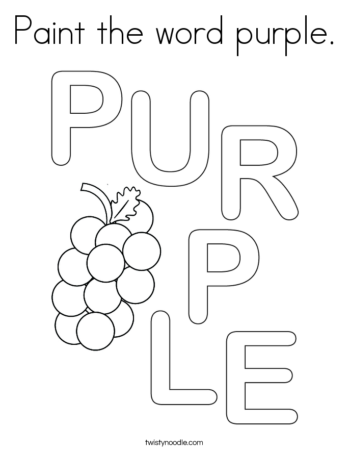 Paint the word purple. Coloring Page