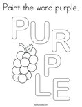 Paint the word purple. Coloring Page