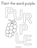 Paint the word purple Coloring Page