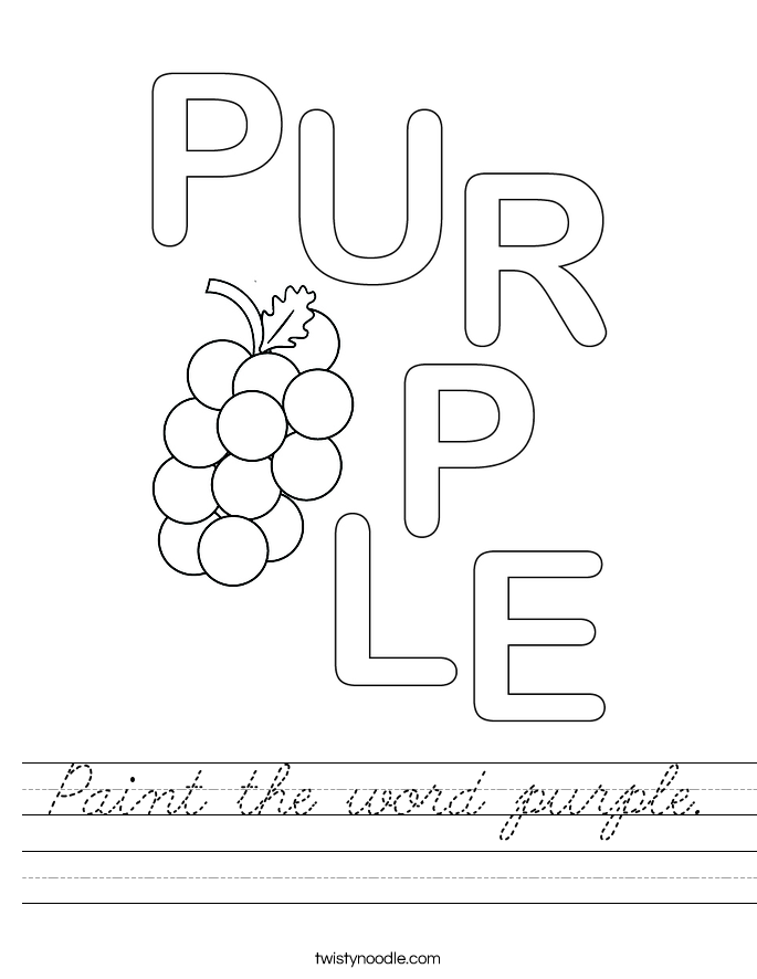 Paint the word purple. Worksheet