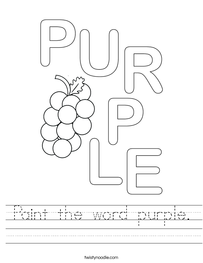 Paint the word purple. Worksheet