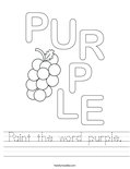 Paint the word purple. Worksheet