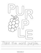 Paint the word purple Handwriting Sheet