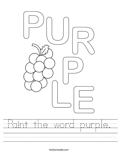 Paint the word purple. Worksheet