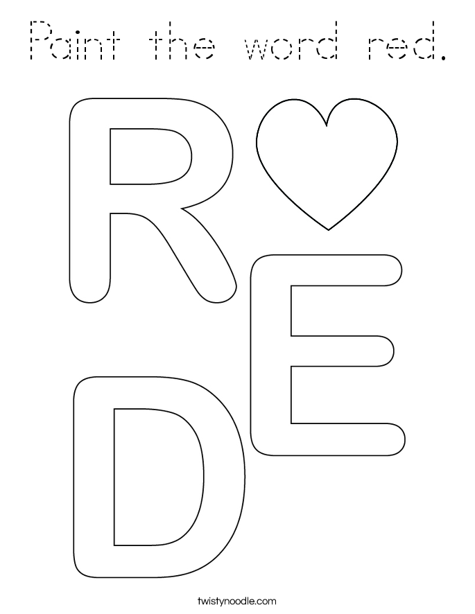 Paint the word red. Coloring Page