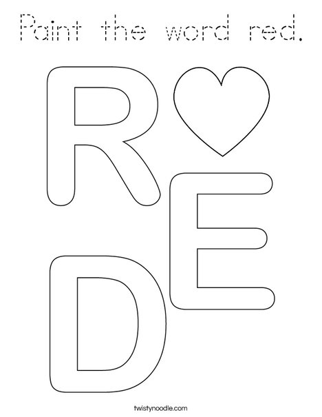Paint the word red. Coloring Page