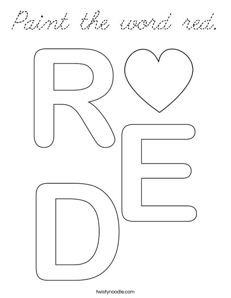 Paint the word red. Coloring Page