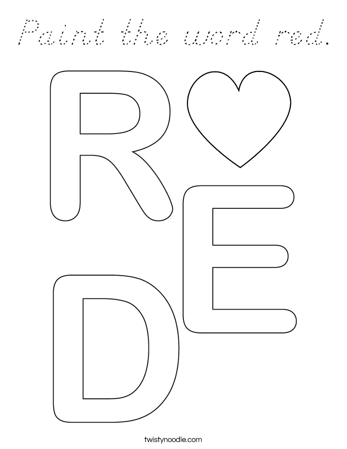 Paint the word red. Coloring Page