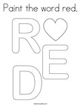 Paint the word red. Coloring Page
