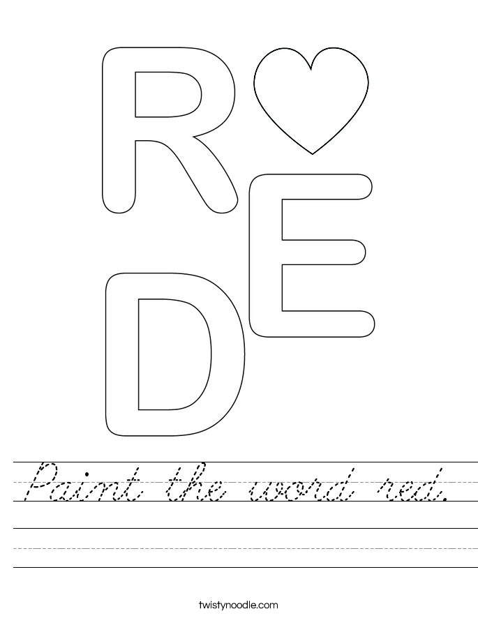 Paint the word red. Worksheet